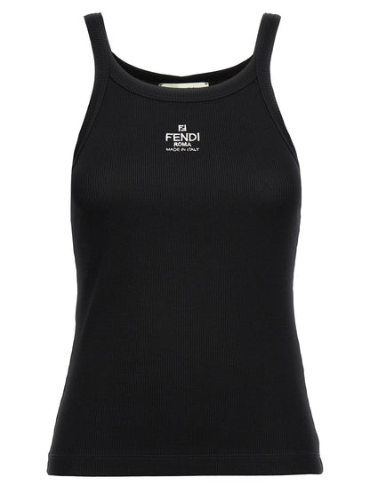 Débardeur Fendi en Coton Noir avec Finition Nervurée
