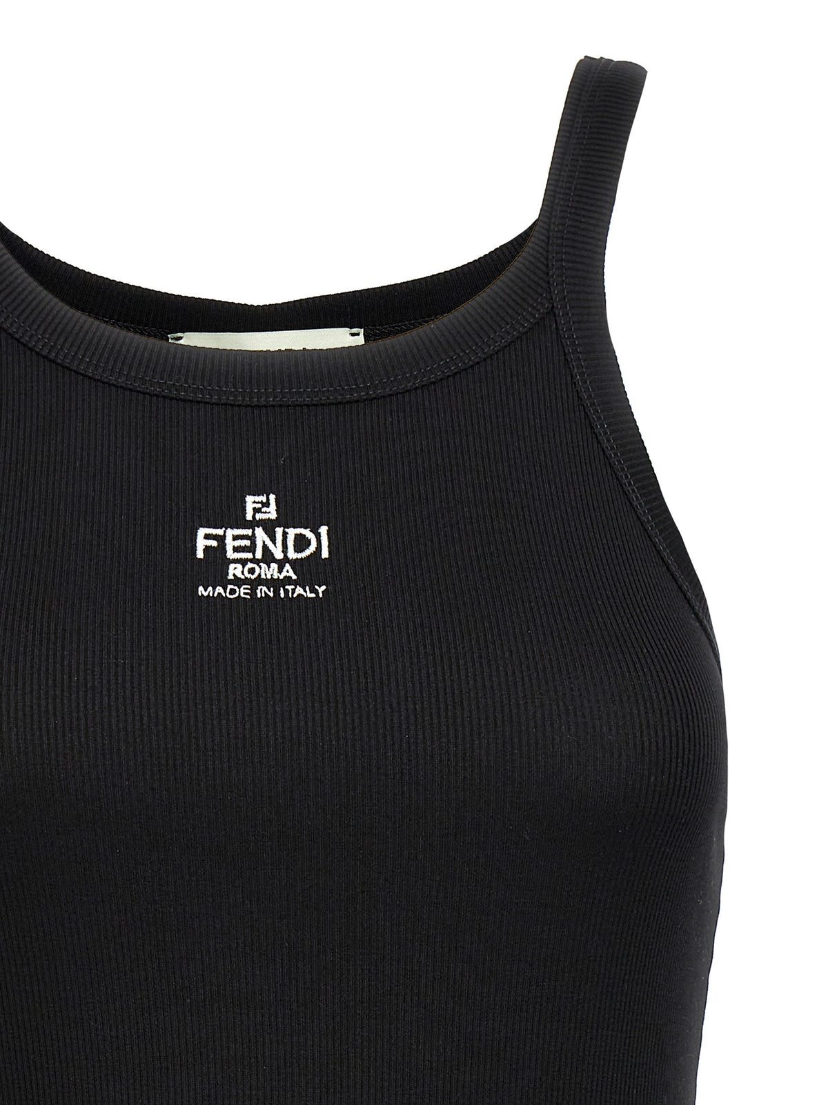 Débardeur Fendi en Coton Noir avec Finition Nervurée