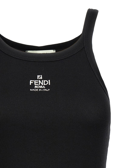 Débardeur Fendi en Coton Noir avec Finition Nervurée