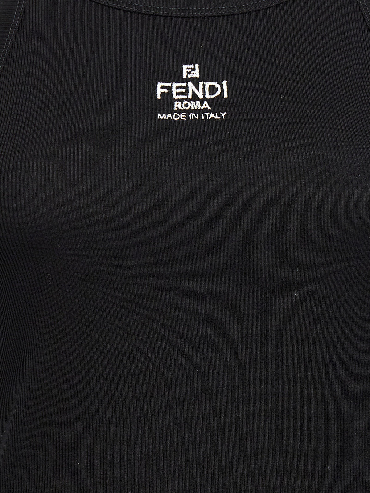 Débardeur Fendi en Coton Noir avec Finition Nervurée