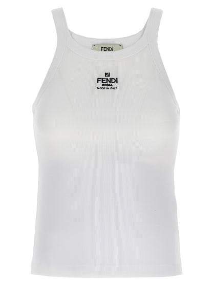 Camiseta sin mangas Fendi de algodón blanco