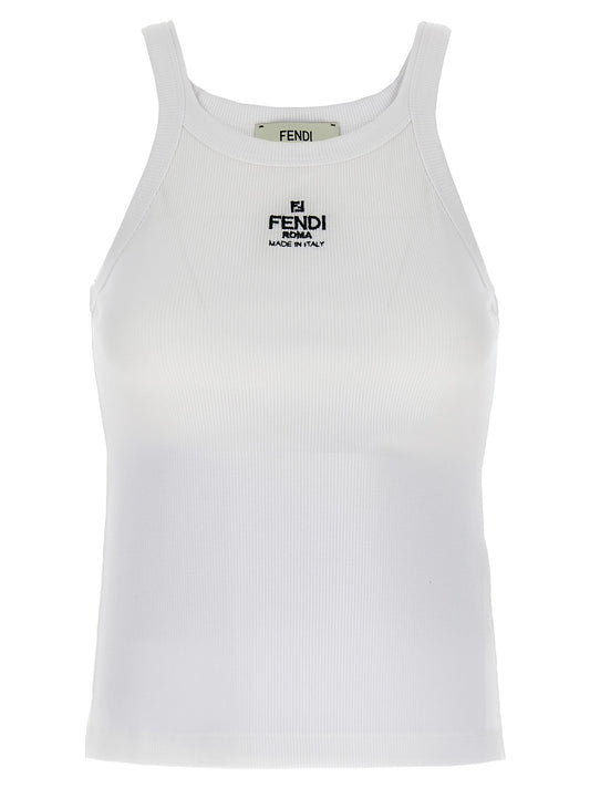 Camiseta sin mangas Fendi de algodón blanco