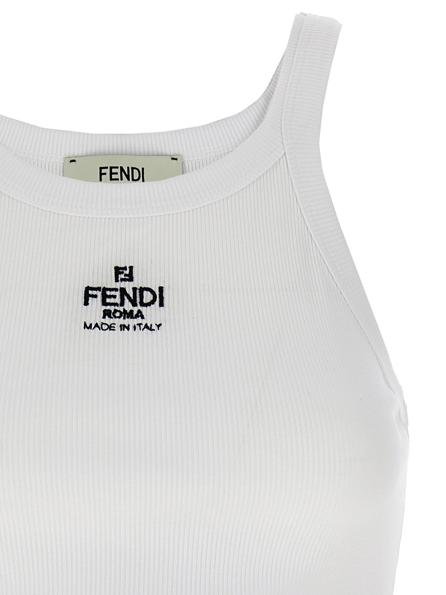 Camiseta sin mangas Fendi de algodón blanco