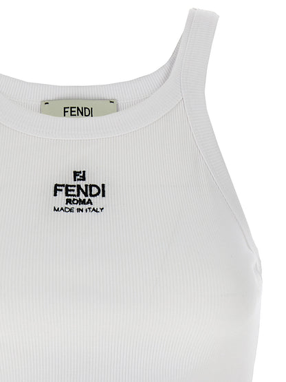 Camiseta sin mangas Fendi de algodón blanco