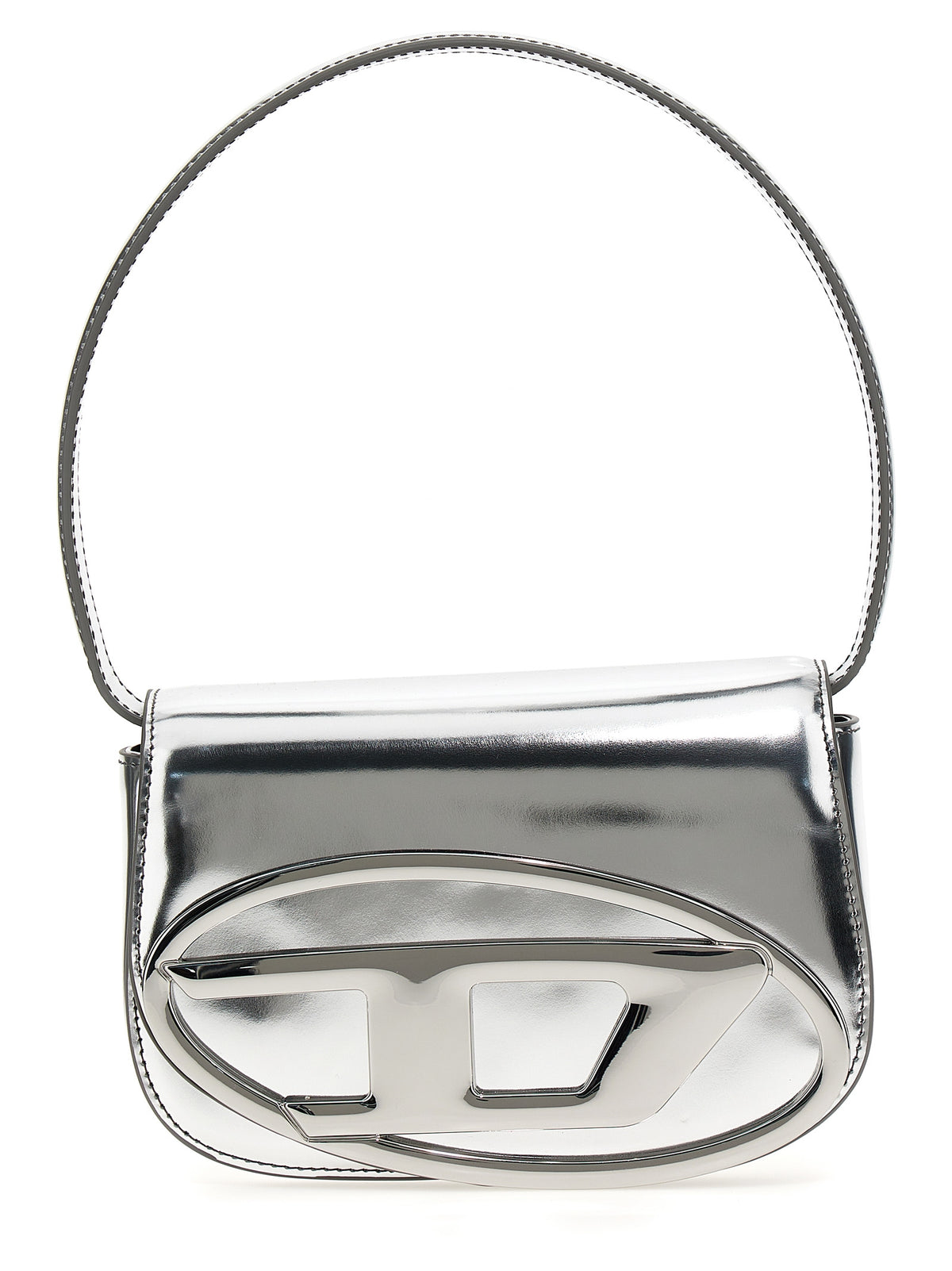 Sac bandoulière en cuir de vachette Diesel finition argentée