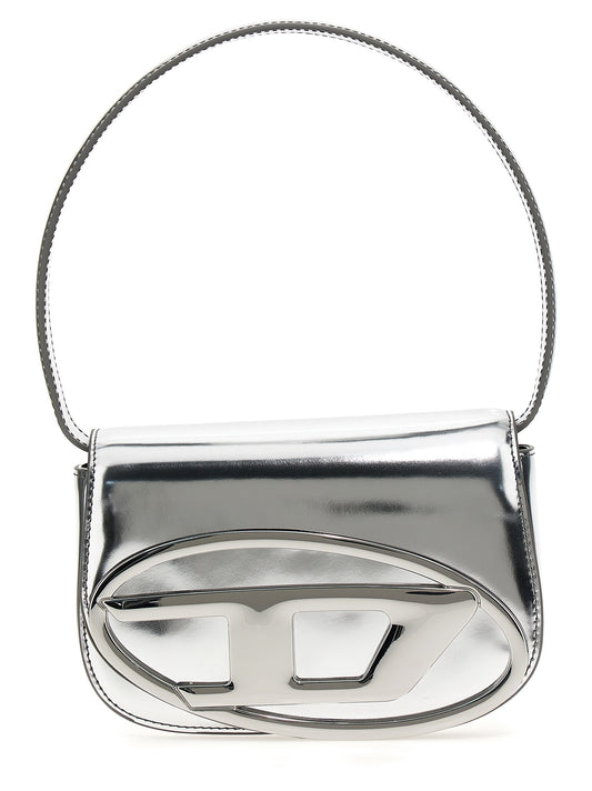 Bolso Bandolera de Cuero Vacuno Diesel en Acabado Plateado