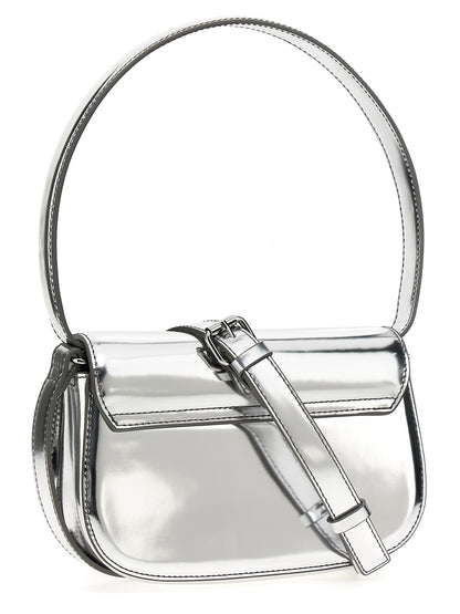 Sac bandoulière en cuir de vachette Diesel finition argentée