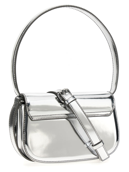 Bolso Bandolera de Cuero Vacuno Diesel en Acabado Plateado