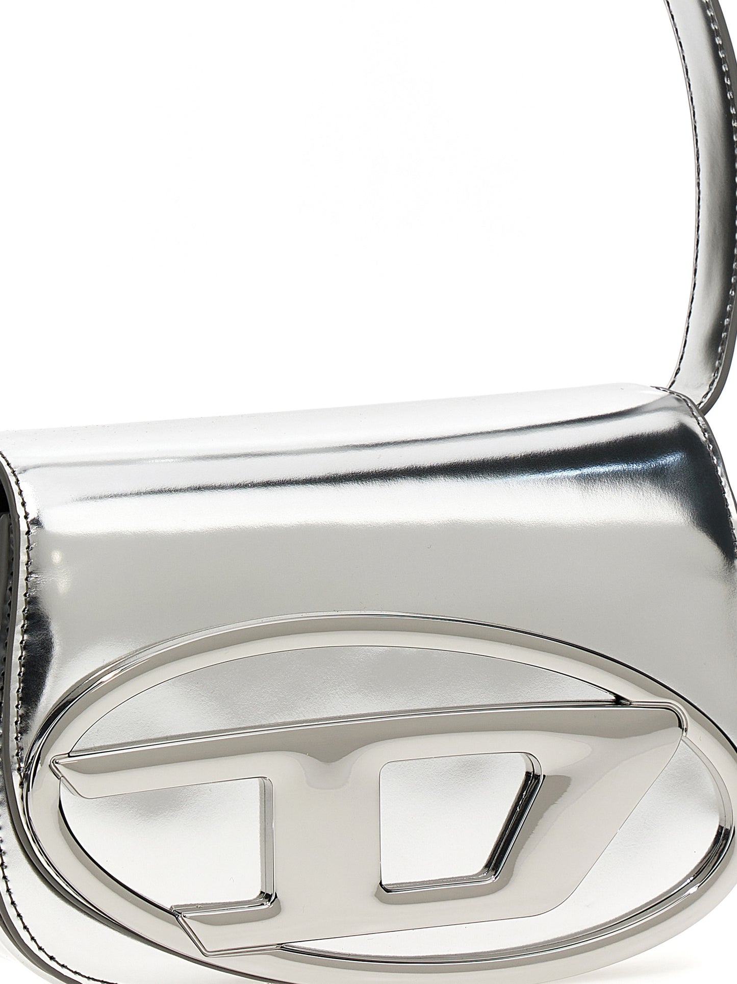 Sac bandoulière en cuir de vachette Diesel finition argentée