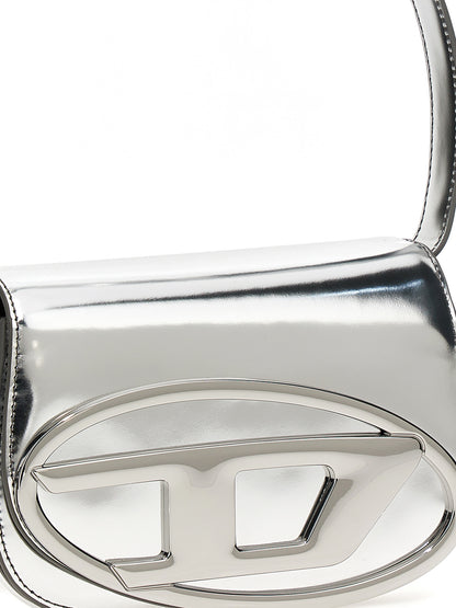 Sac bandoulière en cuir de vachette Diesel finition argentée