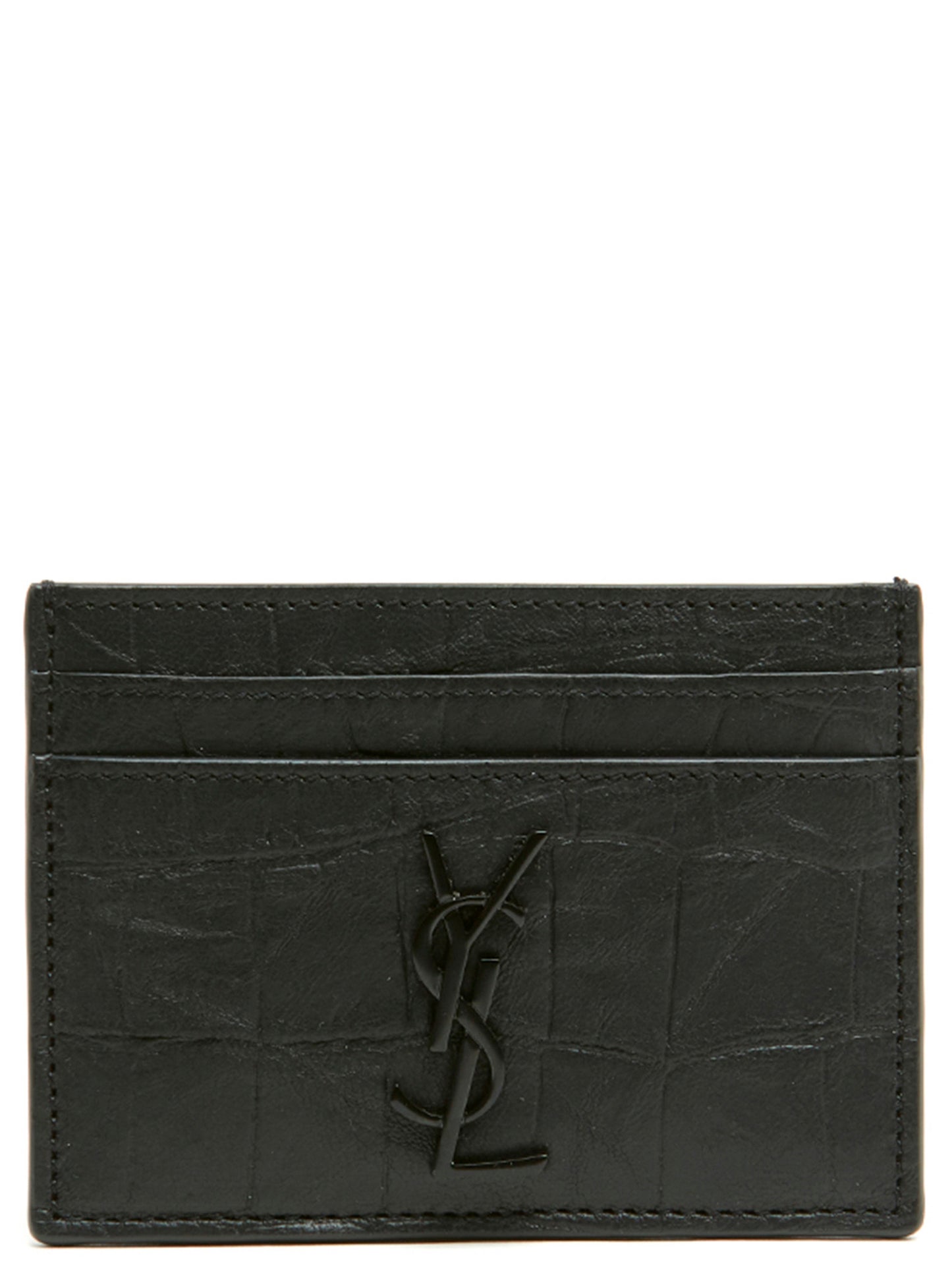 Porte-cartes Cassandre en cuir d'agneau noir Saint Laurent