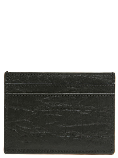 Porte-cartes Cassandre en cuir d'agneau noir Saint Laurent