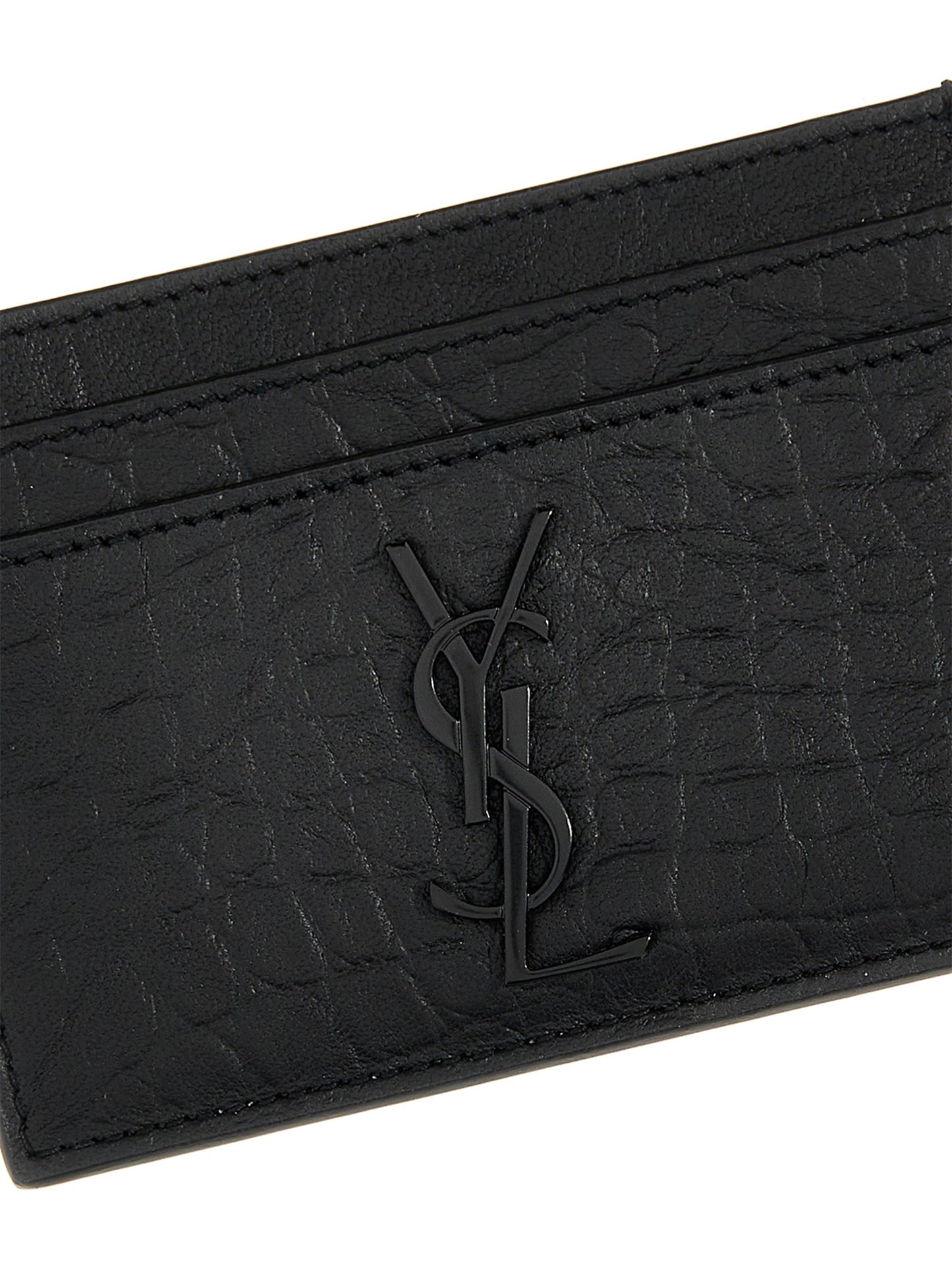 Porte-cartes Cassandre en cuir d'agneau noir Saint Laurent