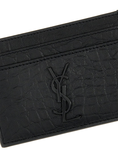 Porte-cartes Cassandre en cuir d'agneau noir Saint Laurent