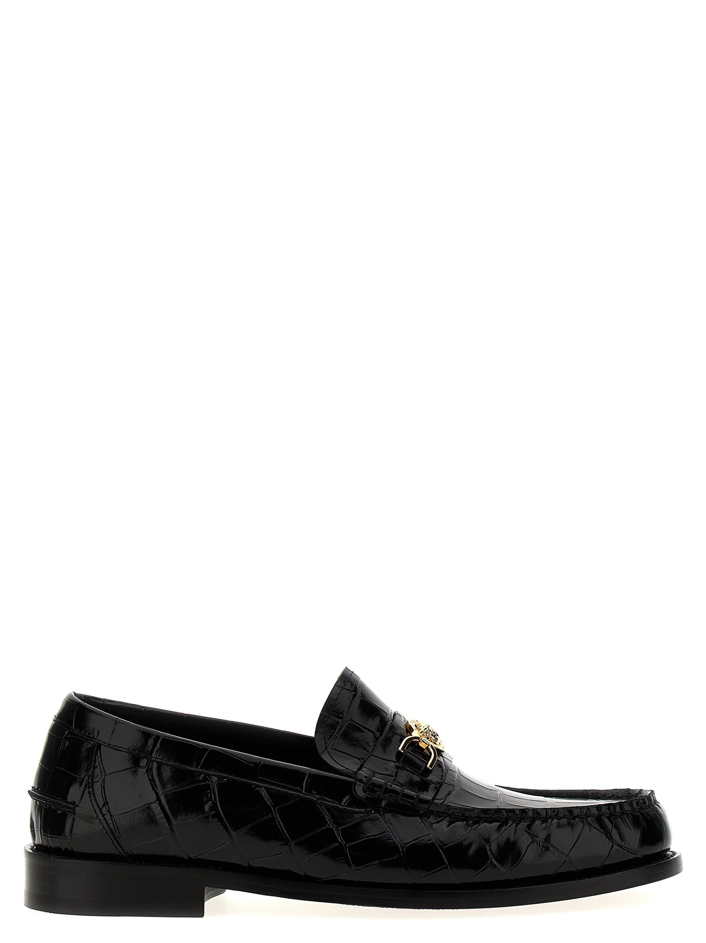 Mocassins à enfiler Versace en cuir noir - Confort et style