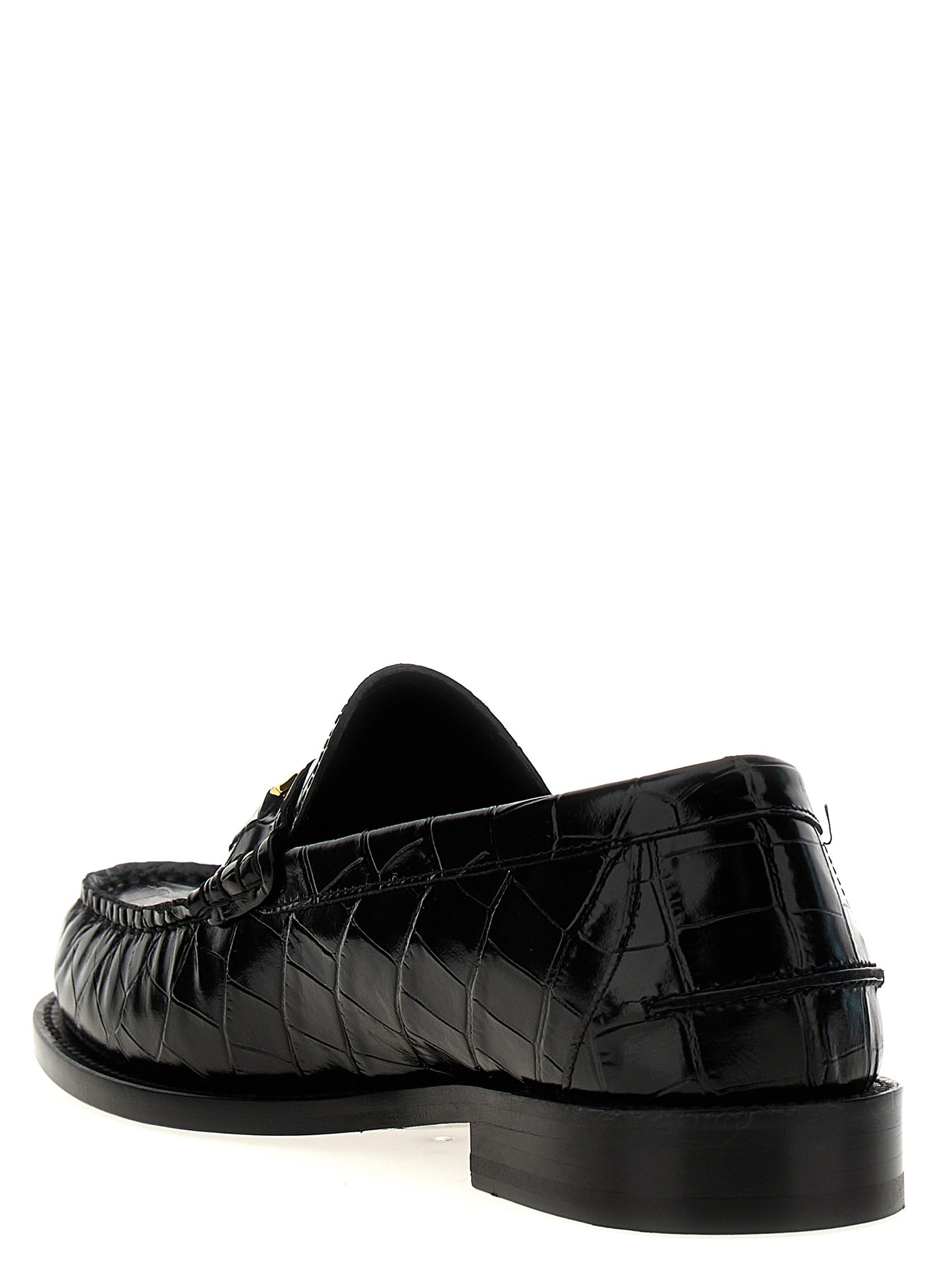 Mocassins à enfiler Versace en cuir noir - Confort et style