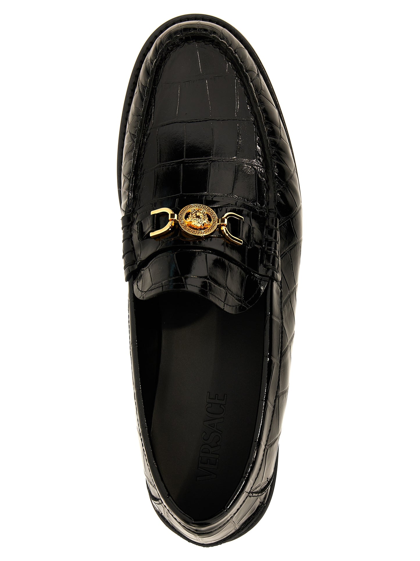 Mocassins à enfiler Versace en cuir noir - Confort et style