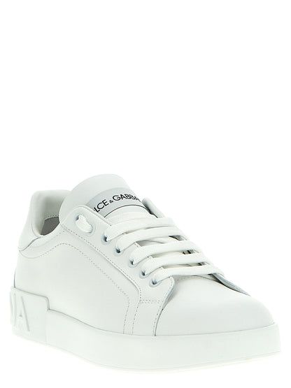 Zapatillas bajas de piel de becerro blancas Dolce & Gabbana