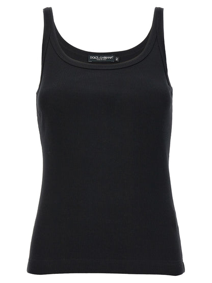 Camisetas sin mangas de algodón negras Dolce & Gabbana