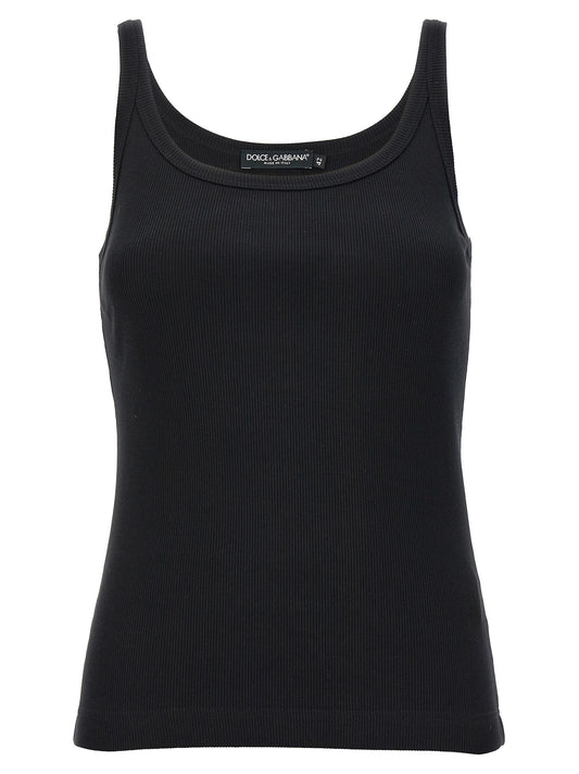 Camisetas sin mangas de algodón negras Dolce & Gabbana