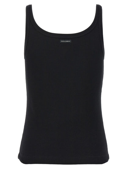 Camisetas sin mangas de algodón negras Dolce & Gabbana