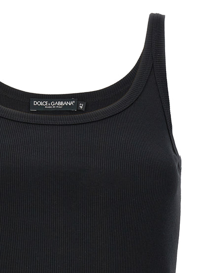 Camisetas sin mangas de algodón negras Dolce & Gabbana