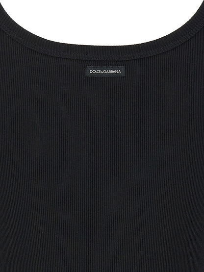 Camisetas sin mangas de algodón negras Dolce & Gabbana