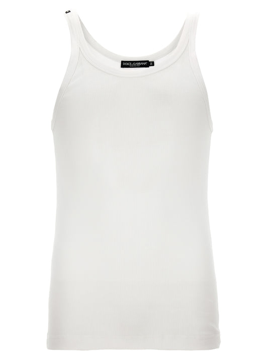 Camisetas sin mangas de algodón blancas de Dolce & Gabbana