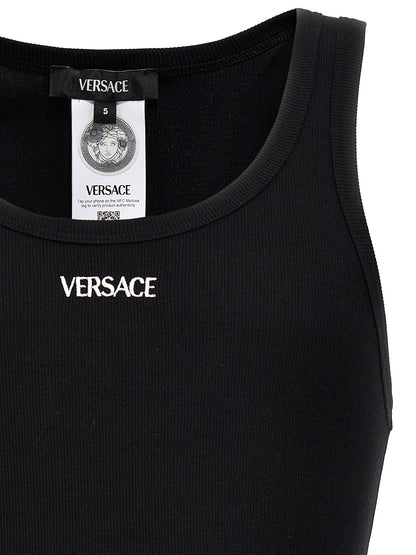 Camiseta sin mangas Versace de algodón negro