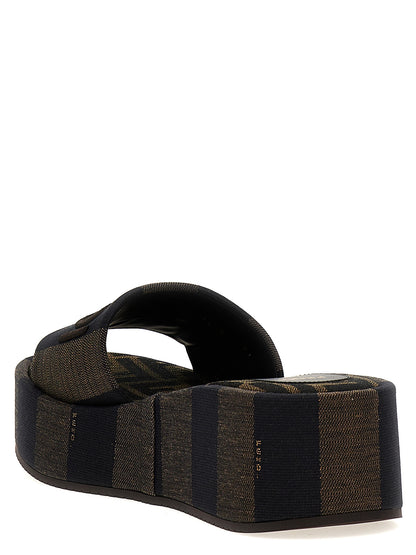 Pantuflas Fendi de algodón marrón