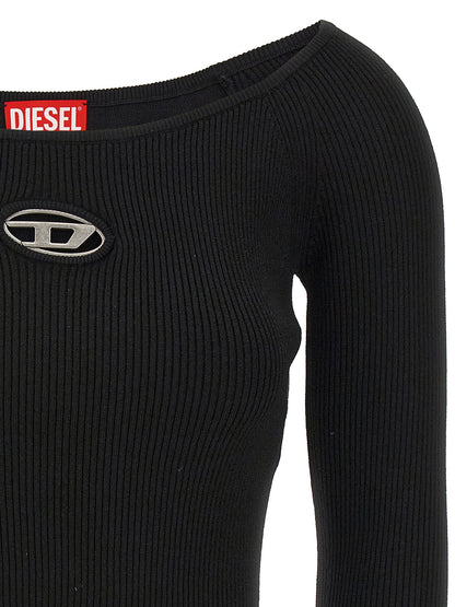 Diesel Cardigan De Punto Entallado En Viscosa Negra