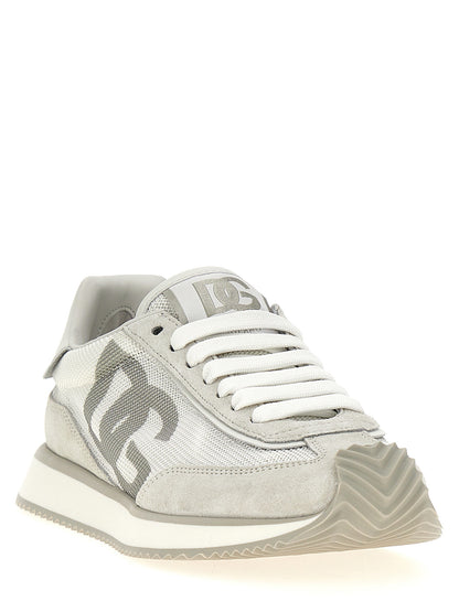 Baskets de sport athlétiques en cuir blanc Dolce & Gabbana