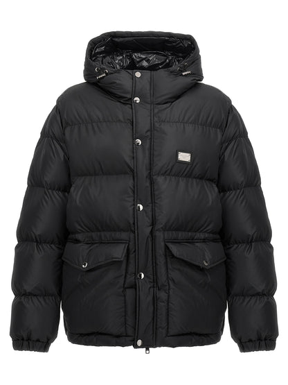 Chaqueta Negra De Poliéster Con Aislamiento Térmico Dolce & Gabbana
