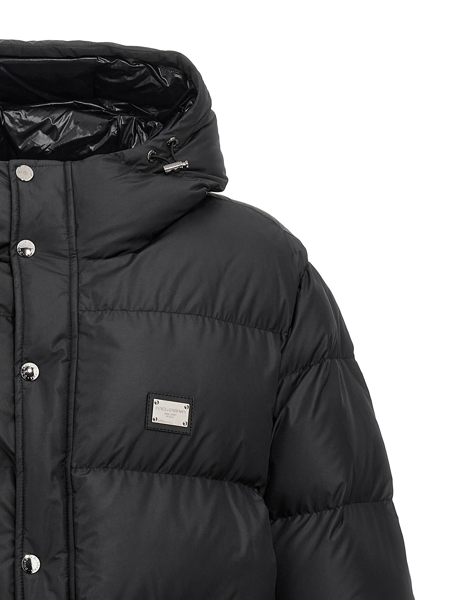 Chaqueta Negra De Poliéster Con Aislamiento Térmico Dolce & Gabbana