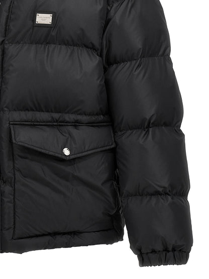 Chaqueta Negra De Poliéster Con Aislamiento Térmico Dolce & Gabbana