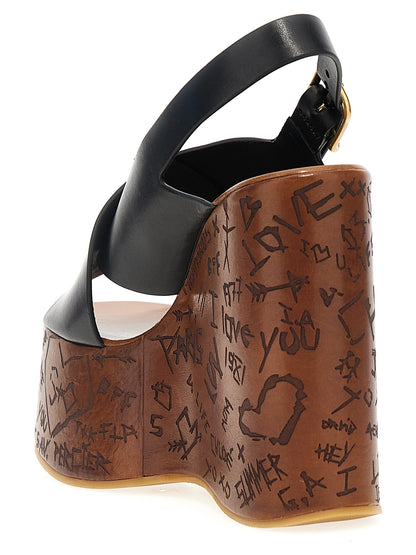 Sandalias de Cuña Chloé de Piel Negra Modelo Maxime