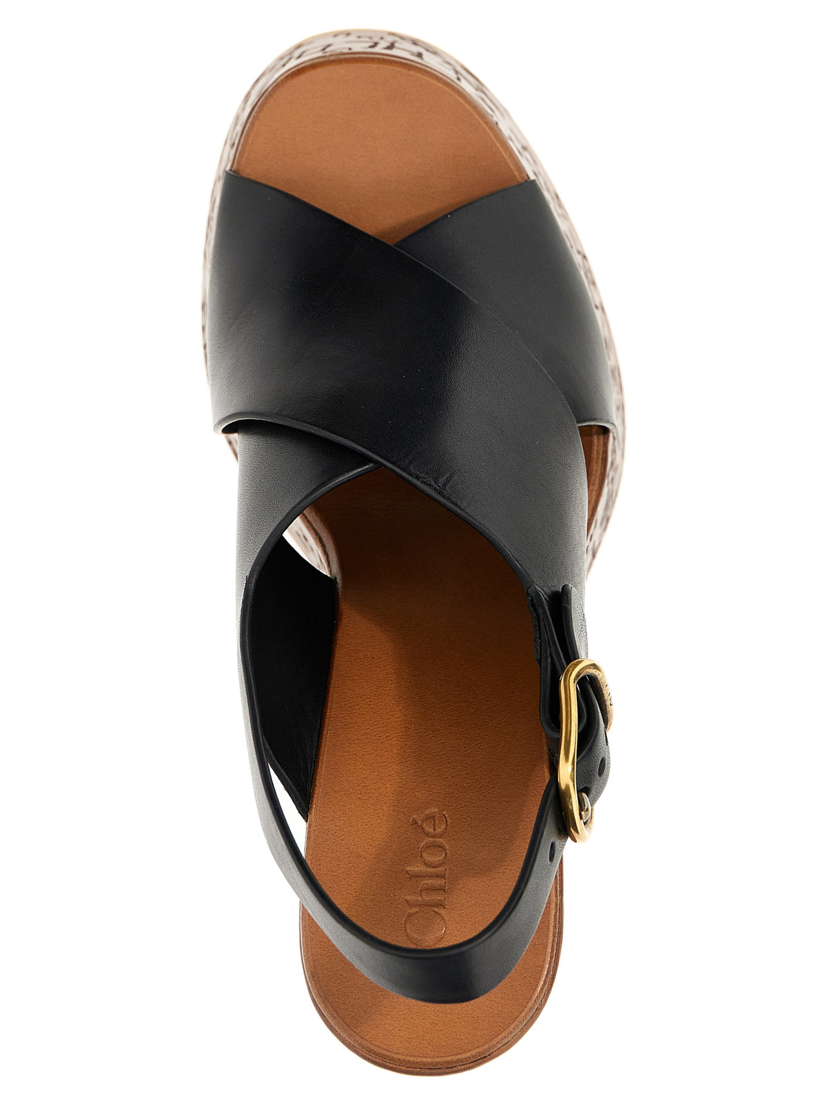 Sandalias de Cuña Chloé de Piel Negra Modelo Maxime