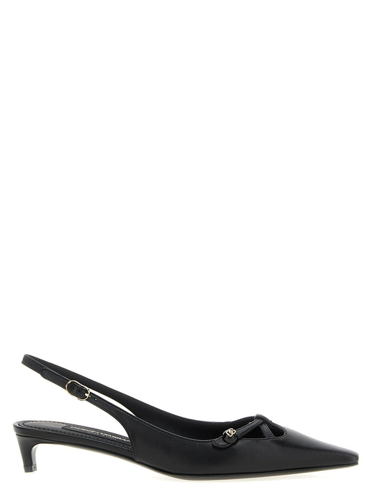 Dolce & Gabbana Black Lambskin Mid-Heel Pumps