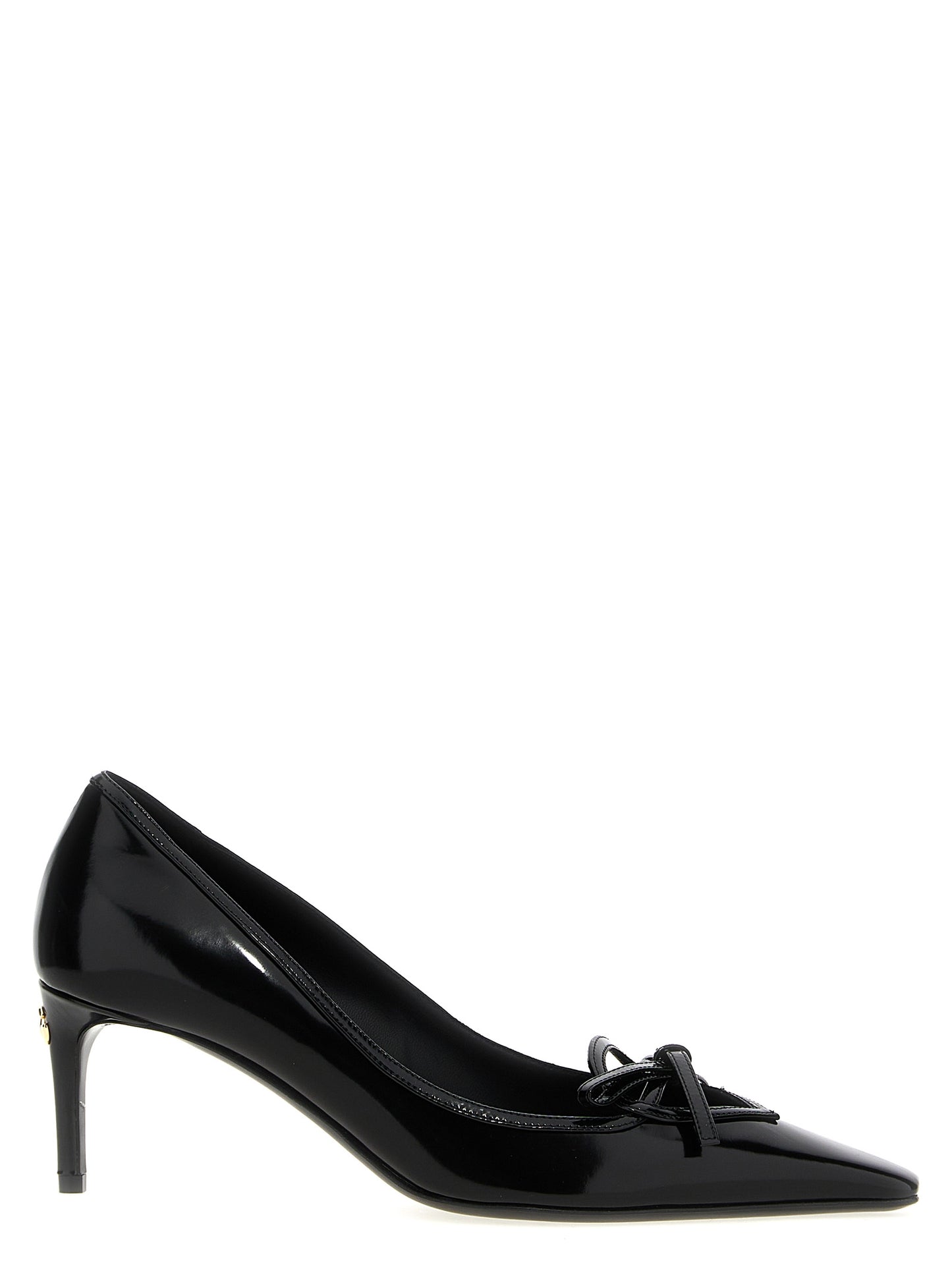 Dolce & Gabbana Black Leather Mid-Heel Shoes