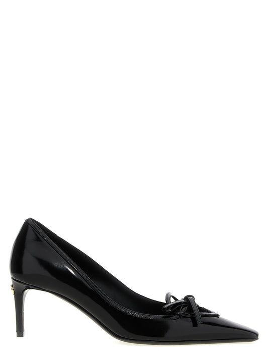 Dolce & Gabbana Black Leather Mid-Heel Shoes