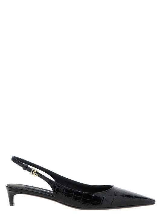 Black Kidskin Mid-Heel Pumps Dolce & Gabbana