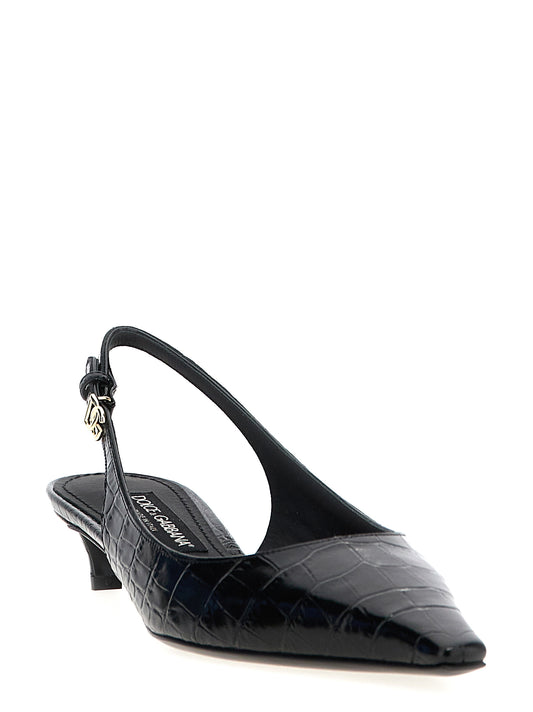 Black Kidskin Mid-Heel Pumps Dolce & Gabbana