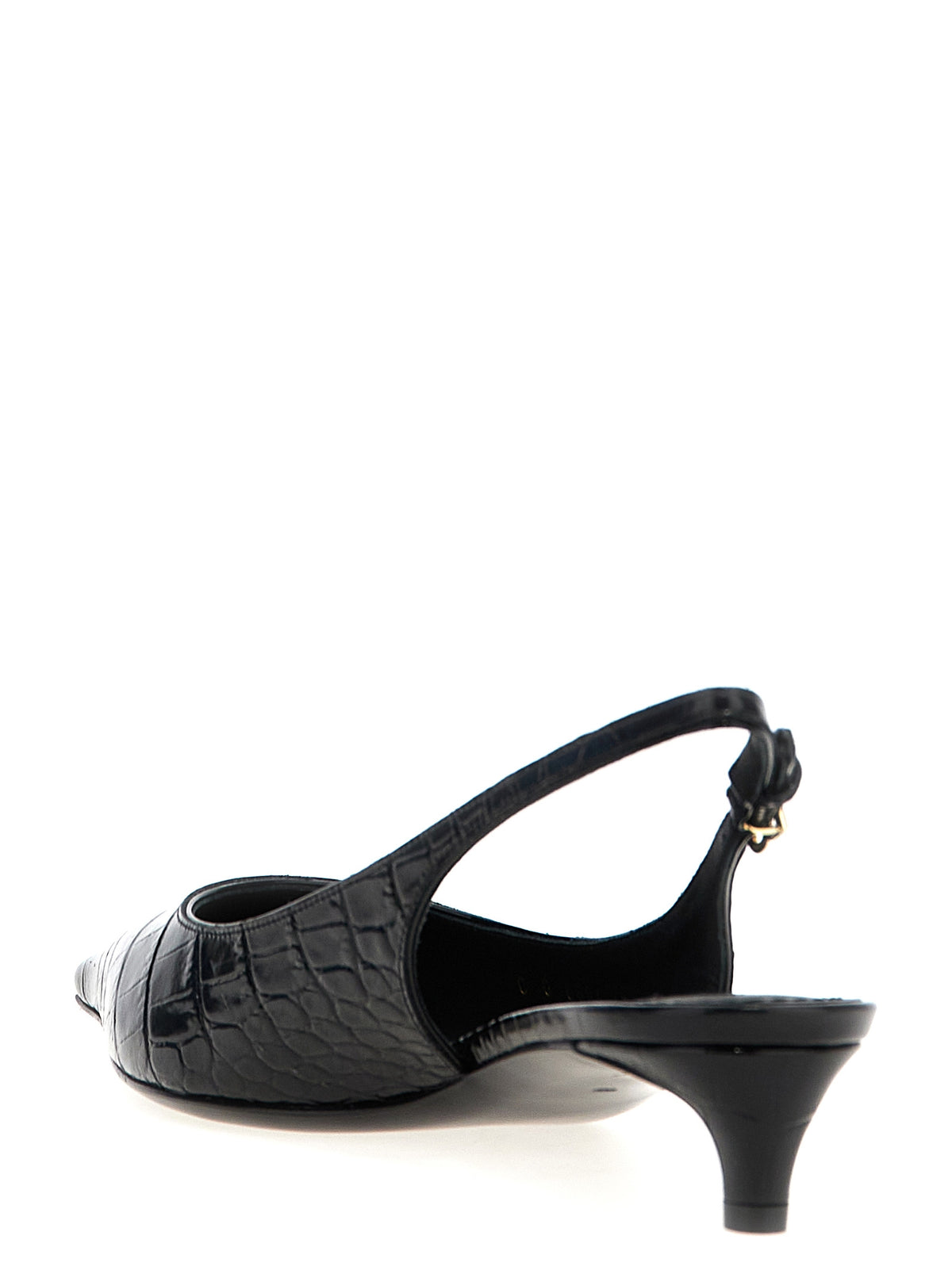 Escarpins à Talon Moyen en Cuir de Chèvre Noir Dolce & Gabbana