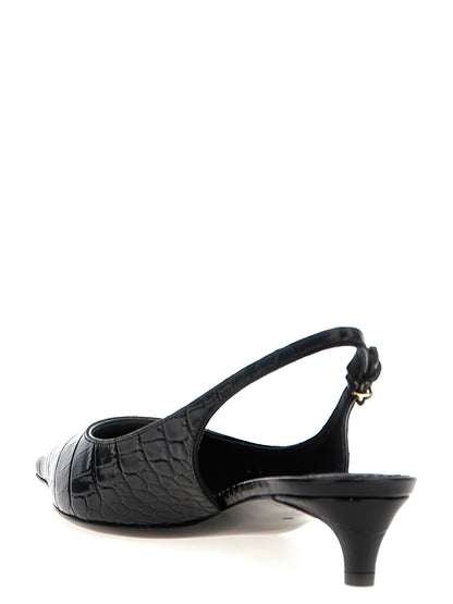 Escarpins à Talon Moyen en Cuir de Chèvre Noir Dolce & Gabbana