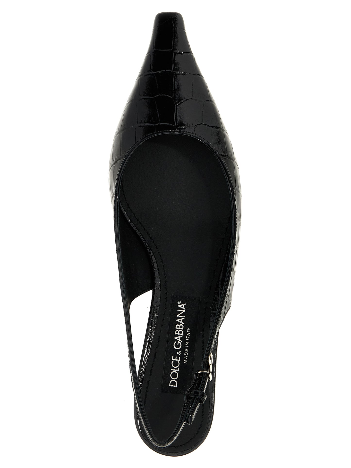 Escarpins à Talon Moyen en Cuir de Chèvre Noir Dolce & Gabbana