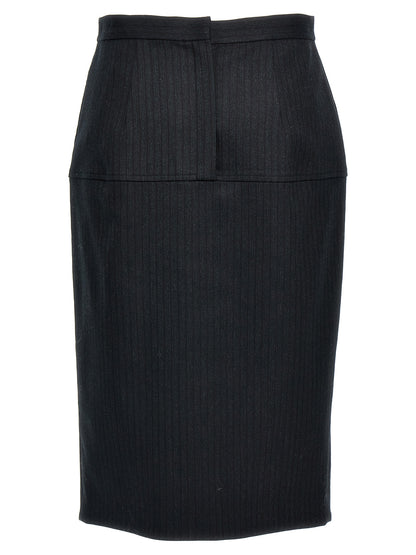Fendi Gray Virgin Wool Midi Skirt