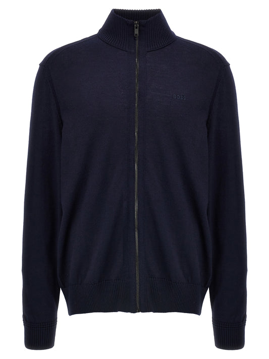 Cardigan en laine bleu Hugo Boss