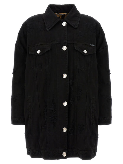 Dolce & Gabbana Black Denim Jacket with Cotton Fabric