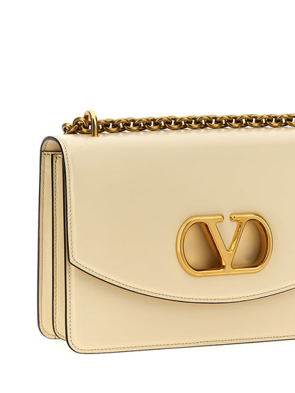 Bolso de hombro Valentino Garavani de piel de becerro blanca