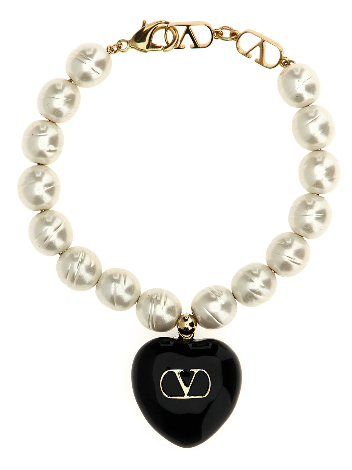 Bracelet Valentino Garavani en laiton noir avec pendentif VLogo